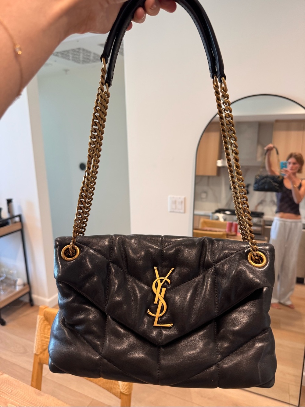 Saint Laurent Black Quilted Niki Chain Shoulder Bag with Gold Hardware
